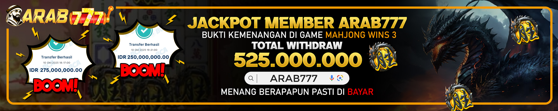 JACKPOT MEMBER ARAB777 MAHJONG WINS 3